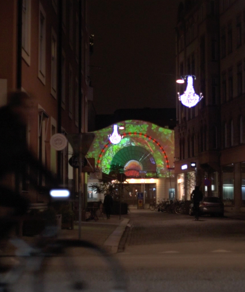 Projektioner på Victoriateatern under Vinter i city i Malmö